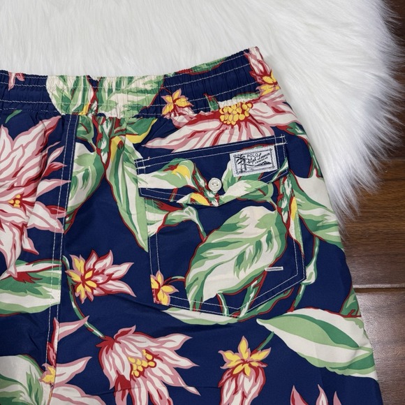 Polo Ralph Lauren Men's Small Blue Floral Traveler Swim Trunks Board Shorts - Picture 8 of 10